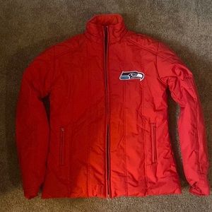 Fleece-lined Red Seahawks Winter Coat M